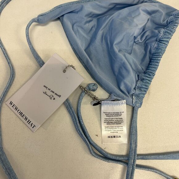 We Wore What Copper Bikini Top Womens XL Extra Large Denim String Triangle Swim - Picture 7 of 11